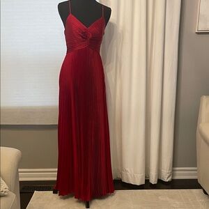 Stunning Red Maxi Dress with Pleats